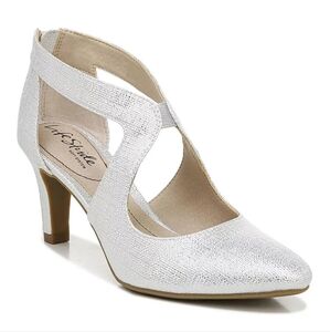 Life Stride Giovanna 2 Women's Shimmering Silver Heels, Soft System Size 9M NWOB